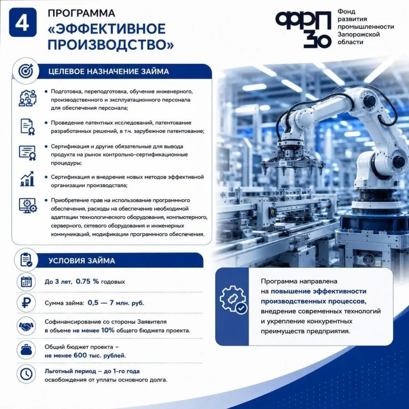 ФРП Запорожской области осуществляет финансирование промышленных предприятий на льготных условиях ФРП Запорожской области осуществляет финансирование промышленных предприятий на льготных условиях