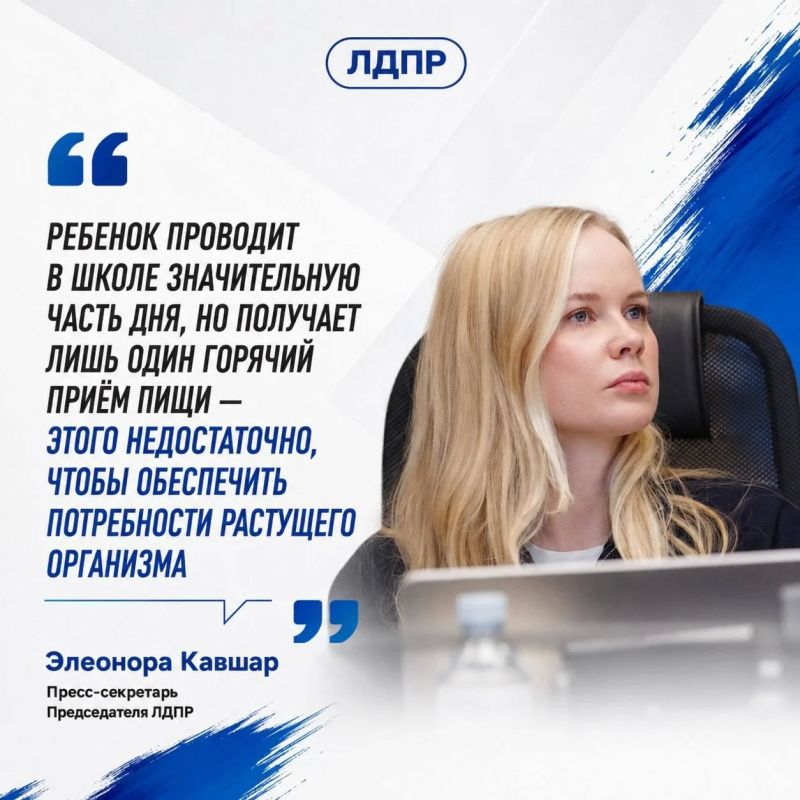 ЛДПР призвала ввести бесплатное двухразовое горячее питание для младшеклассников