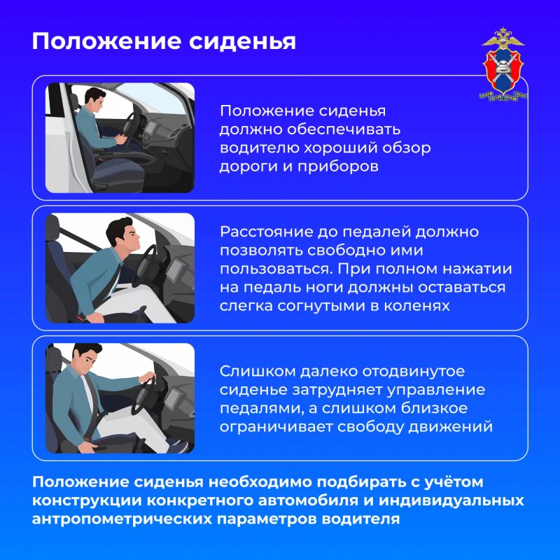 Правильная посадка за рулем напрямую влияет на безопасность поездки Правильная посадка за рулем напрямую влияет на безопасность поездки