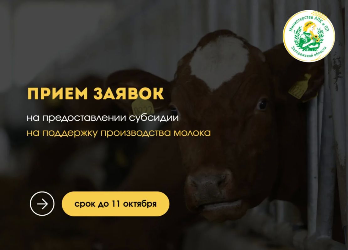 Информируем о начале отбора на предоставление субсидий сельскохозяйственным товаропроизводителям, а также научным и образовательным организациям на поддержку производства молока
