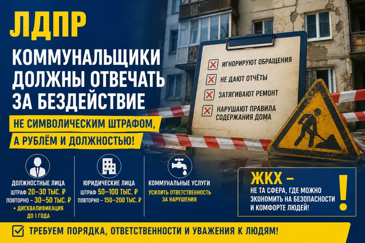 Леонид Слуцкий: коммунальщики должны отвечать за бездействие не символическим штрафом, а рублём и должностью