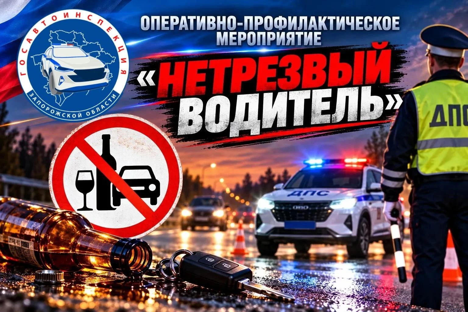 30 и 31 октября 2026 года на территории Запорожской области будет проводиться оперативно-профилактическое мероприятие «Нетрезвый водитель»